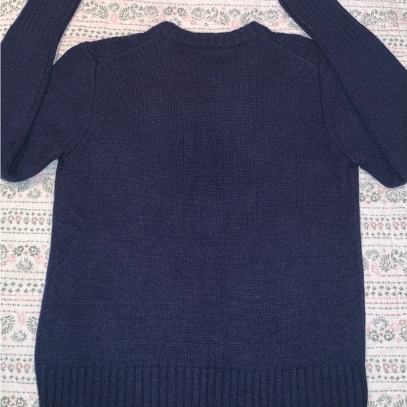 J. Crew Women’s Size Small Pointelle/Cable-knit Front Pullover Navy Blue Sweater - Picture 8 of 8